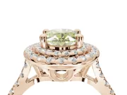 Canary Yellow Oval Lab-Grown Diamond Double Halo Statement Ring Set in Rose Gold with Pavé Band