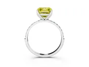 Asscher Cut Pave Solitaire Engagement Ring Setting for a Fancy Yellow Lab-Grown Diamond | Slim Band | Sterling Silver