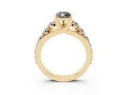 Pear-Shaped Engagement Ring Setting for a Black Center | Yellow Gold
