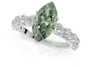 Marquise Engagement Ring Setting for a Fancy Green Lab-Grown Diamond | Sterling Silver - Design NV-24455