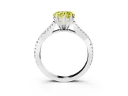 Fancy Yellow Heart Cut Diamond Solitaire Engagement Ring Set in Silver with Twisted Pavé Band and Prong Setting