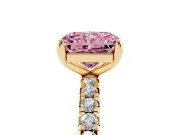 Radiant Cut Pavé Engagement Ring Setting for a Fancy Pink Lab-Grown Diamond | Yellow Gold