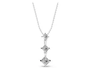 Princess Cut Lab-Grown Diamond Graduated Three-Stone Drop Pendant | Set on Point | Sterling Silver