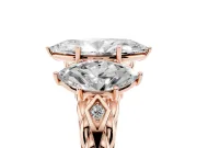 Marquise Three Stone Engagement Ring Setting | Braided Band | Rose Gold
