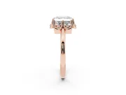 Asscher Cut Scalloped Petal Halo Engagement Ring Setting | Plain Band | Rose Gold