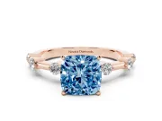 Cushion Cut Bar Set Engagement Ring Setting for a Fancy Blue Lab-Grown Diamond | Rose Gold