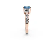Asscher Cut Three Stone Engagement Ring Setting for a Fancy Blue Lab-Grown Diamond | Accented Shoulders | Rose Gold
