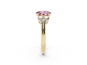 Oval Side Stone Engagement Ring Setting for a Fancy Pink Lab-Grown Diamond | Yellow Gold