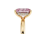 Emerald Cut Hidden Halo Ring Setting for a Fancy Pink Lab-Grown Diamond | Yellow Gold