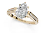 Pear-Shaped Cathedral Solitaire Engagement Ring Setting | Channel Set Band | Yellow Gold