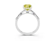 Fancy Yellow Princess Cut Diamond Solitaire Set in Silver with Side Baguettes and Channel Set Band