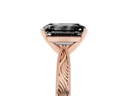 Emerald Cut Engraved Solitaire Engagement Ring Setting for a Black Center | Rose Gold