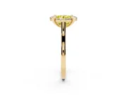 Round Halo Engagement Ring Setting for a Fancy Yellow Lab-Grown Diamond | Claw Corners | Yellow Gold
