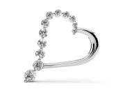 Round Lab-Grown Diamond Graduated Half-Set Open Heart Pendant | Polished Wire Side | White Gold