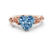 Heart-Shaped Leaf Solitaire Engagement Ring Setting for a Fancy Blue Lab-Grown Diamond | Rose Gold