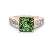 Princess Cut Engagement Ring Setting for a Fancy Green Lab-Grown Diamond | Rose Gold - Design NV-24643