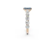 Emerald Cut Side Stone Engagement Ring Setting for a Fancy Blue Lab-Grown Diamond | Scalloped Prong Accents | Rose Gold
