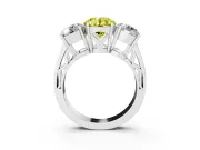 Round Engagement Ring Setting for a Fancy Yellow Lab-Grown Diamond | Three Stone | Platinum