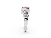 Fancy Pink Princess Cut Diamond Bezel Bypass Ring Set in White gold with Round Accents