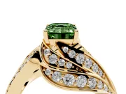 Emerald Cut Bypass Pavé Engagement Ring Setting for a Fancy Green Lab-Grown Diamond | Graduated Pavé | Yellow Gold