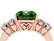 Asscher Cut 5 Stone Engagement Ring Setting for a Fancy Green Lab-Grown Diamond | Rose Gold