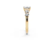 Princess Cut Five Stone Engagement Ring Setting | Prong Set Side Stones | Yellow Gold