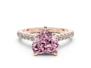 Heart-Shaped Hidden Halo Pave Engagement Ring Setting for a Fancy Pink Lab-Grown Diamond | Claw Prongs | Rose Gold