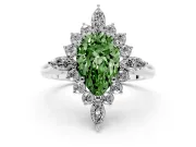 Pear-Shaped Engagement Ring Setting for a Fancy Green Lab-Grown Diamond | Sterling Silver - Design NV-24790