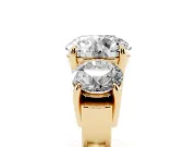 Round Three Stone Engagement Ring Setting | Round Side Stones and Open Baskets | Yellow Gold