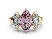 Marquise 3 Stone Engagement Ring Setting for a Fancy Pink Lab-Grown Diamond | Yellow Gold