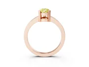 Fancy Yellow Pear Cut Diamond Solitaire Ring Set in Rose gold with Prong Head and Smooth Polished Band