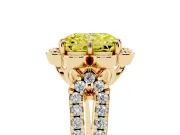 Radiant Cut Floral Halo Engagement Ring Setting for a Fancy Yellow Lab-Grown Diamond | Pavé Split Shank | Yellow Gold
