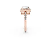 Princess Cut Halo Engagement Ring Setting | Shared Prong Pavé Band | Rose Gold