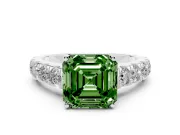 Asscher Cut Engagement Ring Setting for a Fancy Green Lab-Grown Diamond | Platinum - Design NV-24643