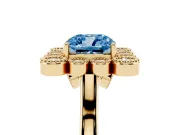 Cushion Cut Milgrain Cluster Halo Engagement Ring Setting for a Fancy Blue Lab-Grown Diamond | Plain Band | Yellow Gold