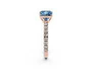 Princess Cut Pave Engagement Ring Setting for a Fancy Blue Lab-Grown Diamond | Shared Prong Band | Rose Gold