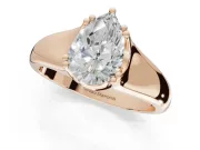 Pear-Shaped Double Claw Solitaire Engagement Ring Setting | Wide Plain Band | Rose Gold