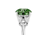 Round Cluster Accent Engagement Ring Setting for a Fancy Green Lab-Grown Diamond | Platinum