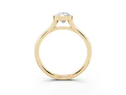 Bezel Set Pear Cut Diamond Solitaire Ring Set in Yellow gold with Tapered Band