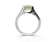 Emerald Cut Vintage Cathedral Engagement Ring Setting for a Fancy Yellow Lab-Grown Diamond | Carved Band | Platinum
