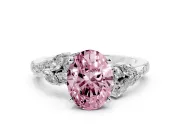 Oval Floral Engagement Ring Setting for a Fancy Pink Lab-Grown Diamond | Sterling Silver