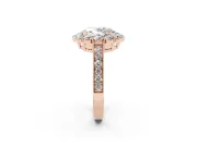 Oval Vintage Halo Engagement Ring Setting | Milgrain Channel Band | Rose Gold