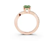 Fancy Green Oval Cut Diamond Twist Band Solitaire Set in Rose gold with Pavé Accents and Prong Setting