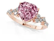 Heart-Shaped Scattered Accent Engagement Ring Setting for a Fancy Pink Lab-Grown Diamond | Rose Gold