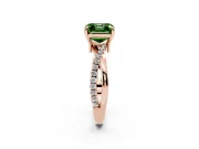 Fancy Green Asscher Cut Diamond Twist Band Solitaire Set in Rose gold with Pavé Accents and Prong Setting