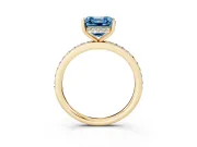 Fancy Blue Asscher Cut Diamond Pavé Band Ring Set in Yellow gold with Prong-Set Center Stone