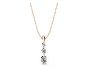 Round Lab-Grown Diamond Graduated Three-Stone Bar Pendant Necklace | Tapered Bail | Rose Gold