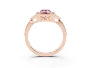 Emerald Cut Milgrain Halo Engagement Ring Setting for a Fancy Pink Lab-Grown Diamond | Graduated Pavé | Rose Gold