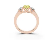 Oval 3 Stone Engagement Ring Setting for a Fancy Yellow Lab-Grown Diamond | Rose Gold