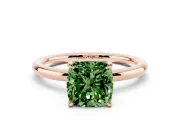 Cushion Cut Hidden Halo Ring Setting for a Fancy Green Lab-Grown Diamond | Rose Gold